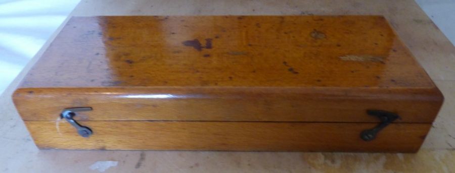 WJ George Ltd Birmingham 1897-1949 Balance Scales, pine boxed with cased brass weights, box measures - Image 3 of 6
