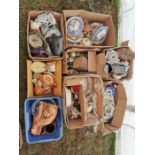 9 boxes of assorted 19th and 20th century china and pottery to include; dinnerware, cottageware,