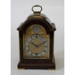 An early George III style burr walnut and gilt metal mounted small mantel timepiece having a lever