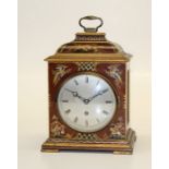 A mid 20th century Red Chinoiserie mantel timepiece in early George III style having a lever