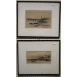 Sir David Young Cameron RA (Scottish 1865-1945) Perth Bridge and Arran. Two drypoint etchings, 17.
