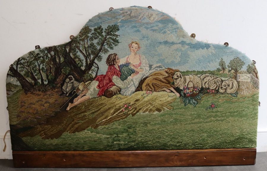An Aubusson style mounted bed head board