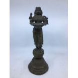 A 20th century Indian bronze figural lamp of Meenakshi, height 33cm. Note: One of a pair, for the