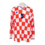 Croatia: A Croatia, 1996 long-sleeved home shirt, Size XXL, small Number 5 to front and large to