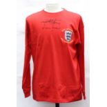 England: A signed England 1966 World Cup 50th Anniversary shirt, signed by Geoff Hurst and Martin