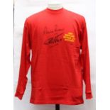 England: A signed 1966 England World Cup Winner red shirt, Size L, signed by Geoff Hurst and