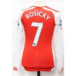 Arsenal: An Arsenal home football shirt, match worn, for the game between Arsenal and Stoke City