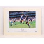Football: A mounted print of 'Peter Shilton Hand of God', Limited Edition 343 of 500, signed by