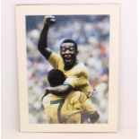 Football: A mounted print of Pele, signed by Pele. With certificate of authenticity.