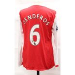 Arsenal: An Arsenal home football shirt, match issued, 2006-08, long-sleeved, Senderos 6, Size XL,