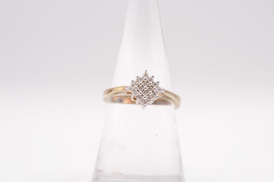 A 9ct gold diamond cluster ring. Gross weight approximately 2.9 grams, Size N. - Image 2 of 7