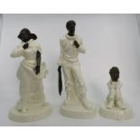 3 Minton figures from the bronze and ivory collection, the fisherman, sea breeze and spellbound Good
