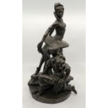Large bronzed resin figure of Cinderella and Prince charming , signed R Cameron.  37cm high 19.5cm