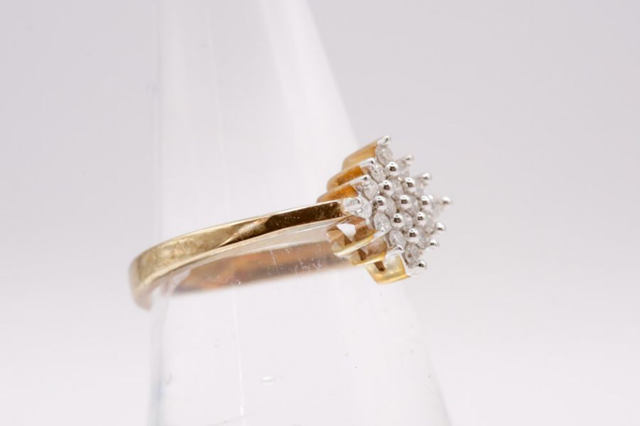 A 9ct gold diamond cluster ring. Gross weight approximately 2.9 grams, Size N. - Image 6 of 7