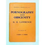 Lawrence, D. H. Pornography and Obscenity, Criterion Miscellany No. 5, first edition in orange