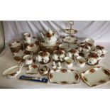 A large extensive collection of Royal Albert old country roses, to include a 3 tier cake stand,