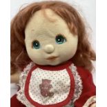 Mattel Vintage My Child Red haired child cloth doll in red romper and Has the RED hair long with