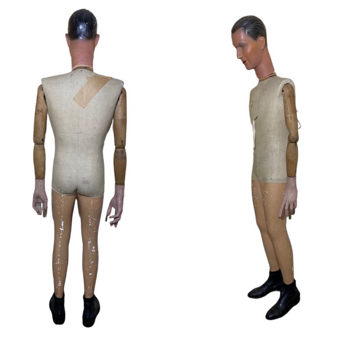 A rare 1930s male mannequin by French model makers Fery Boudrot, The production number 389 is on the - Image 2 of 5