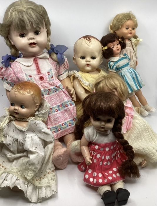 Hard plastic 1950s Vintage dolls selection to include BND Pedigree and others played with