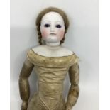 Antique French Fashion doll c 20” ; Likely Jumeau; Marked 5 to each shoulder only. Bisque head has