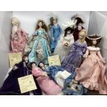 Eileen Snow  ; British doll Artist 1981-1983; collection of 10 11” Beautifully dressed artist