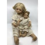 Annette Himstedt German modern artist doll set 1997 Freeke and Bibi 2 doll boxed edition in cream