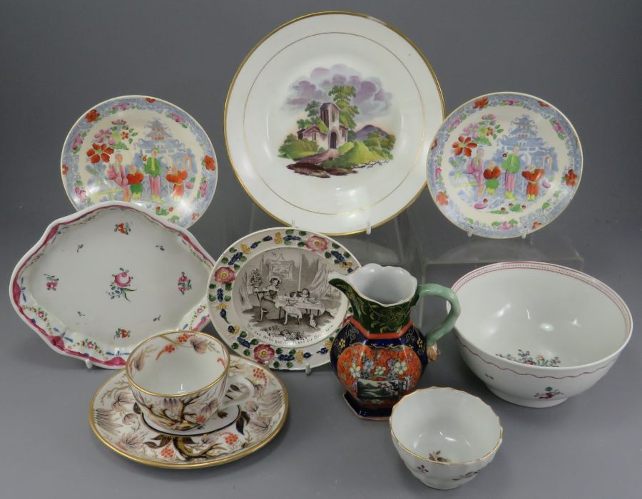 A group of mostly early nineteenth century British ceramics, c. 1800-30. To include Masons, Newhall,