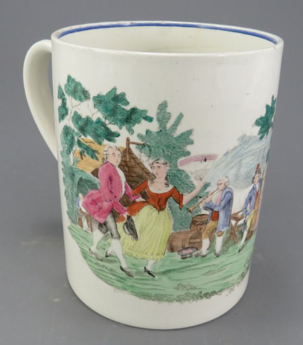 An early nineteenth century transfer-printed and hand-coloured creamware mug c. 1820. It is unmarked - Image 2 of 2