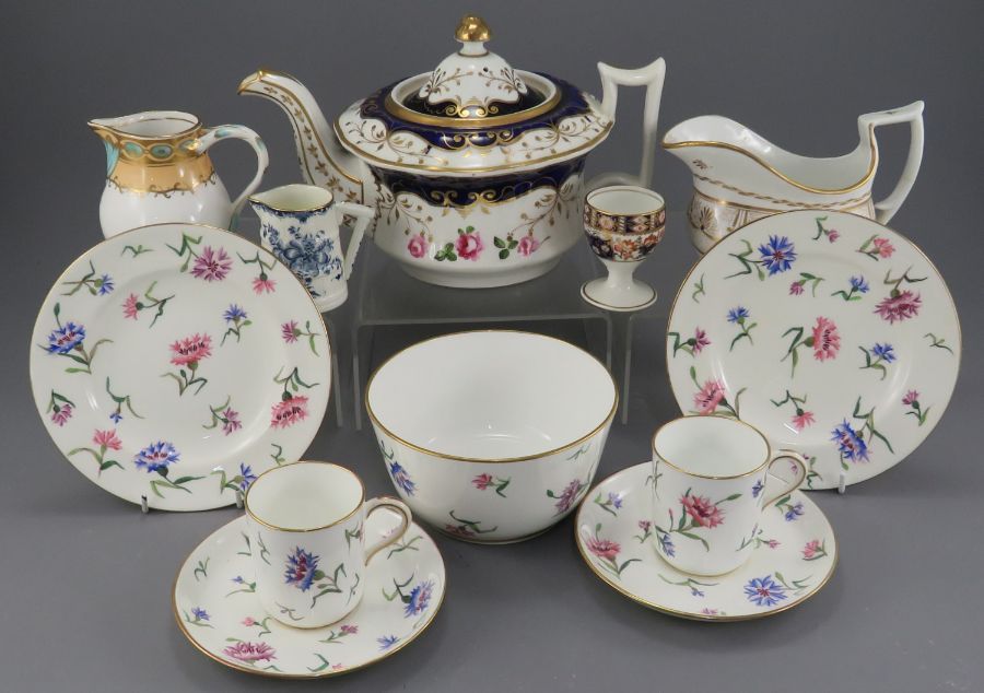 A group of mainly mid to late nineteenth century porcelain tea wares. To include: a Mintons part set