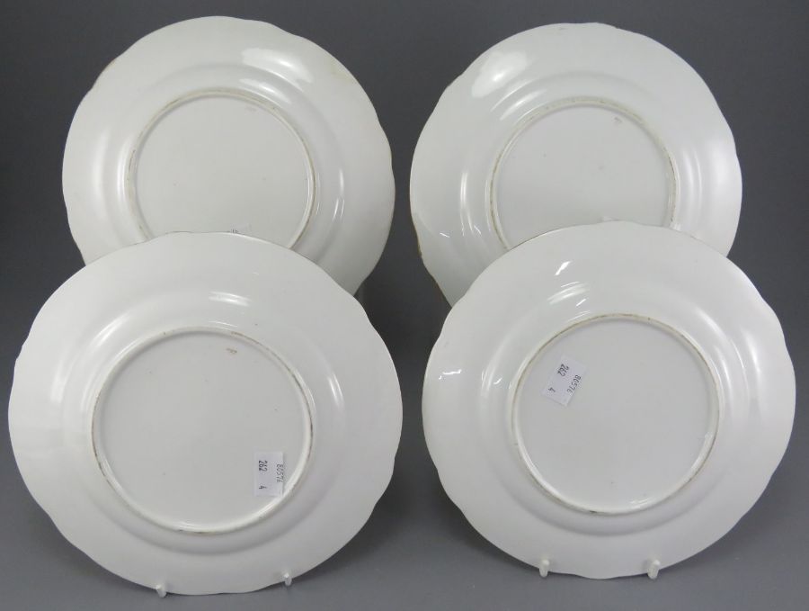 A set of four mid-nineteenth century porcelain hand-painted Ridgway plates, c. 1830-50.  Each is - Image 2 of 2