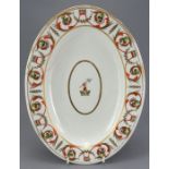 An early nineteenth century hand-painted Derby porcelain armorial platter, c. 1820. It is marked