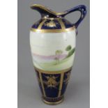 A late nineteenth century Japanese Noritake porcelain hand-painted scenic jug, c. 1880. It is