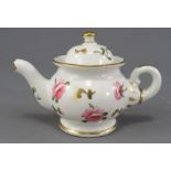 A late nineteenth century hand-painted porcelain Derby, Stevenson & Hancock miniature teapot and