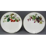 Two late nineteenth century porcelain hand-painted Minton fruit plates, c. 1870-90.  Both are marked