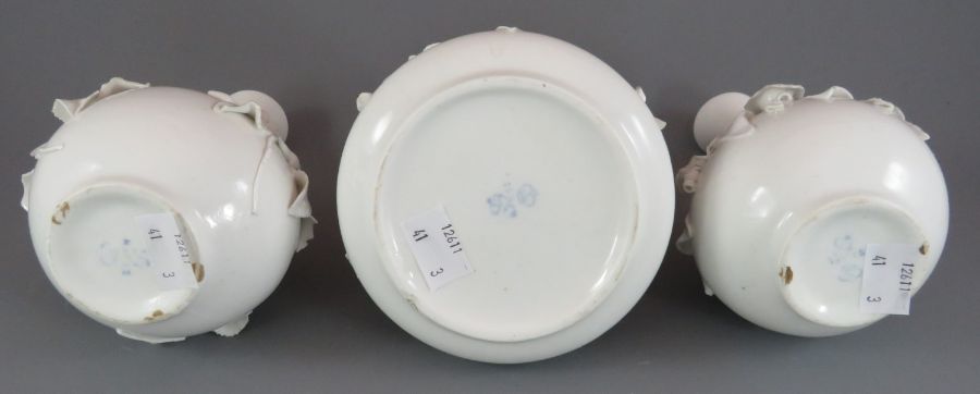 A group of mid-nineteenth century Derby white porcelain flower encrusted wares, c. 1865. To - Image 2 of 2