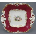 A nineteenth century porcelain hand-painted Newhall dessert dish, c. 1820-40.  It is decorated