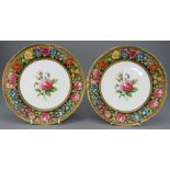 A pair of late nineteenth century hand-painted and printed Copeland Spode plates, c. 1895. Each is