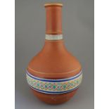 A late nineteenth century terracotta and hand-painted Copeland bottle vase/gugglet, c. 1870-90. It