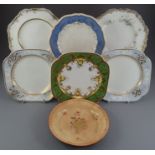 A group of early nineteenth century hand-painted mainly Spode porcelain plates, c. 1820-25. The blue