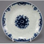 An eighteenth century blue and white transfer-printed Worcester porcelain Chrysanthemum pattern