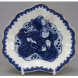A mid-eighteenth century hand-painted blue and white Chinese porcelain small-size shell dish