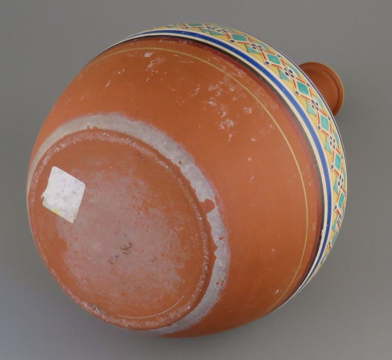 A late nineteenth century terracotta and hand-painted Copeland bottle vase/gugglet, c. 1870-90. It - Image 2 of 2