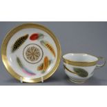 An early nineteenth century hand-painted Grainger Worcester cup and saucer, c. 1830. It is marked to