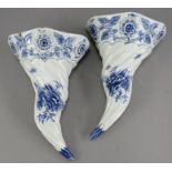 A pair of mid to late eighteenth century tin-glazed Liverpool delftware blue and white hand-