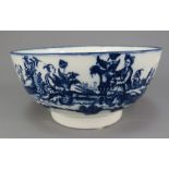 A late eighteenth century blue and white transfer-printed Caughley porcelain waste bowl, c. 1795. It