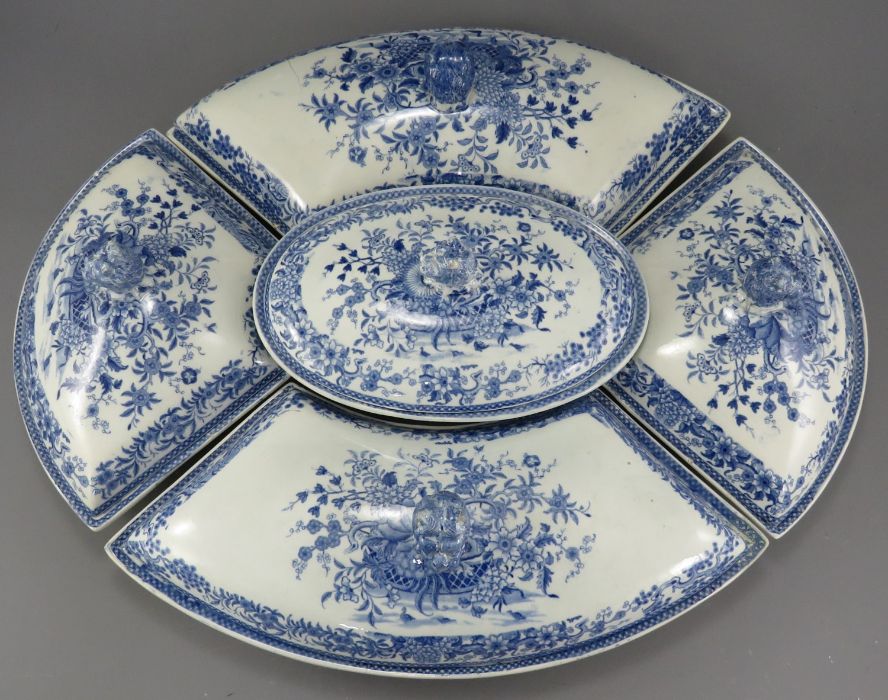 An early nineteenth century blue and white transfer-printed Minton Basket of Flowers supper set, - Image 2 of 2