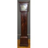 An Edwardian mahogany grandmother longcase clock, the hood with Greek key pediment and blind fret
