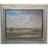 William Hartley Waddington 1883-1961 British A wide upland view, oil on panel, framed, label to