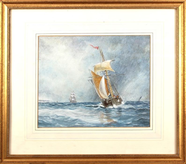 Edward Tucker (British 1846-1909) Shipping in a stiff breeze. Watercolour, signed lower right. 20