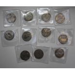 Eleven Florin, various dates 1920-1936, good silver content, quality good, including 1925, very rare